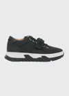 Burberry Kids Recycled Polyester And Leather Monogram Sneakers In Black