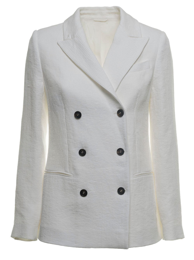 Brunello Cucinelli Double Breasted Long In White