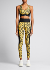 Versace Barocco Printed Racerback Sports Bra In Black Print