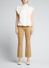 Theory Button-down Georgette Ruffle Top In Iv