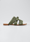 Alexandre Birman Clarita Braided Leather Flat Mules In Green Tea