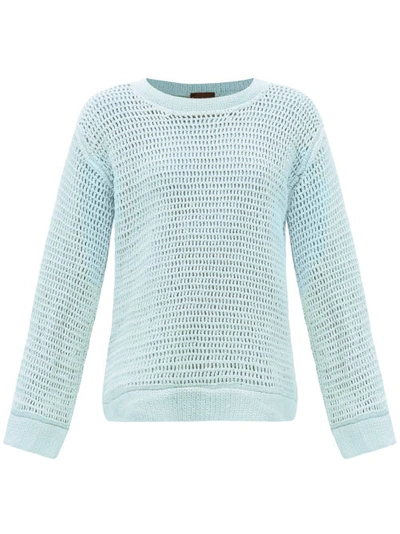 Albus Lumen Oversized Cotton-crochet Sweater In Blue