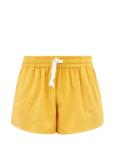 Marrakshi Life Drawstring-waist Cotton Shorts In Yellow