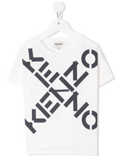 Kenzo Kids' Organic Cotton Logo-print T-shirt In White