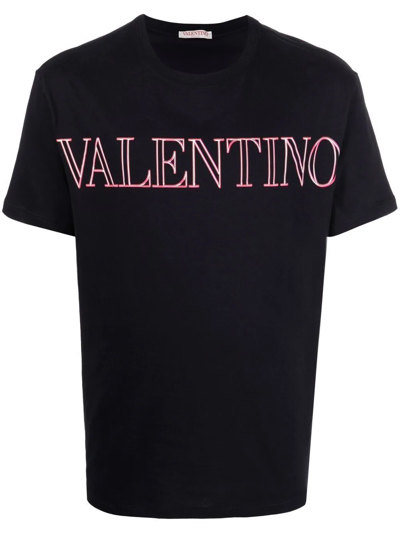 Valentino Logo-print Crewneck Cotton-jersey T-shirt In Black