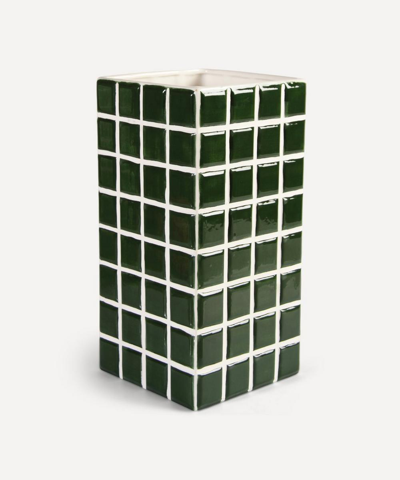 Klevering Large Tile Vase In Green