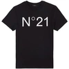 N°21 NO.21 BLACK LOGO BRANDED T-SHIRT,N21173N0153