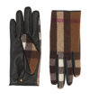 BURBERRY WOOL AND LEATHER HOUSE CHECK GLOVES