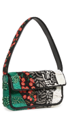 Staud Tommy Multi-pattern Beaded Shoulder Bag In Black Patch