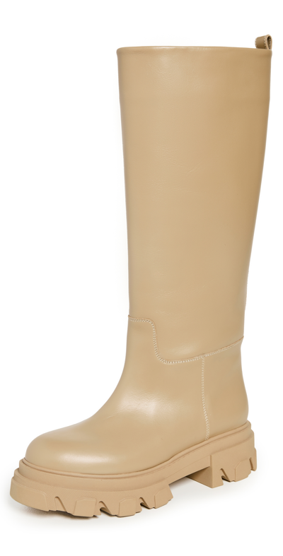 Gia Borghini Gia X Pernille Teisbaek Perni 07 Leather Knee-high Boots In Beige