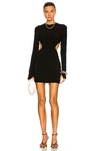 Norma Kamali Cut-out Long-sleeve Minidress In Black