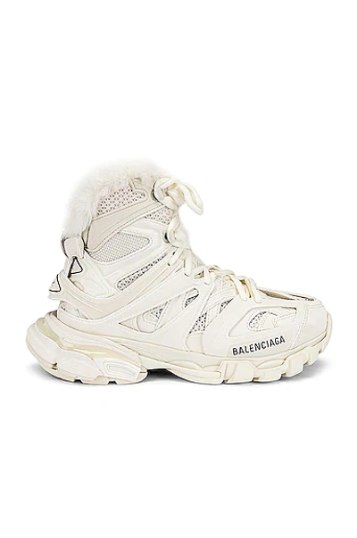 Balenciaga Track Hike Faux-fur-lined High-top Trainers In Eggshell