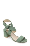 Journee Signature Hether Sandal In Green Suede