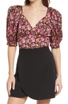 Vero Moda Elly Floral Print Crop Blouse In Very Berry