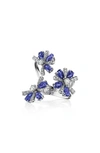 Hueb Botanica Sapphire & Diamond Open Ring In White Gold