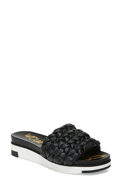 Sam Edelman Ainslie Womens Faux Leather Braided Platform Sandals In Black