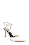 Badgley Mischka Women's Kamilah Pointed Ankle Strap High Heel Sandals In White Satin