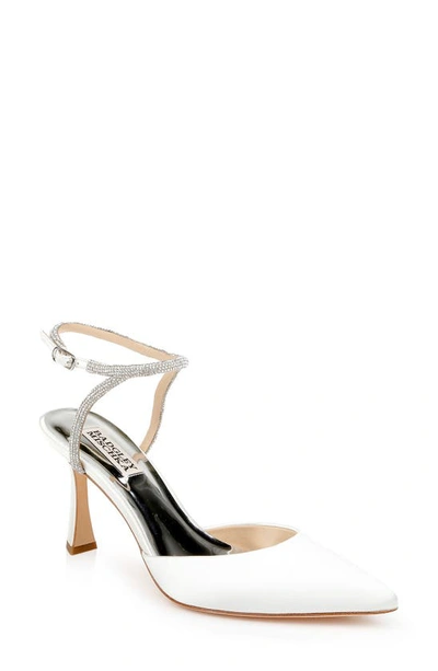 Badgley Mischka Women's Kamilah Pointed Ankle Strap High Heel Sandals In White Satin