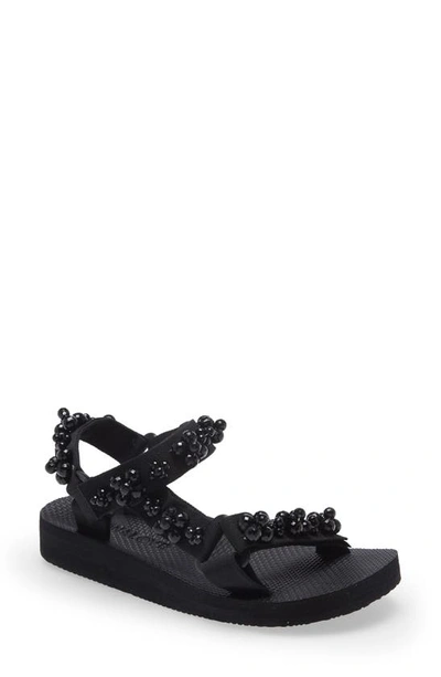 Arizona Love Trekky Chain-embellished Canvas Sandals In Black