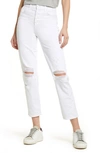 7 FOR ALL MANKIND HIGH WAIST RIPPED BUTTON FLY JEANS