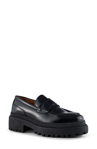Shoe The Bear Iona Saddle Loafer In Black In Black Polido High Shine