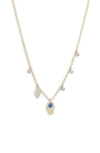 Meira T 14k White & Yellow Gold Blue Sapphire & Diamond Dangle Hamsa Hand Pendant Necklace, 18-20 In Yellow
