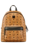 Mcm Medium Stark Monogram-print Backpack In Cognac