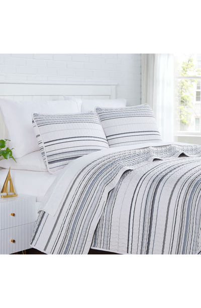 Southshore Fine Linens Coastal Stripes Oversized Quilt Sets In Gray