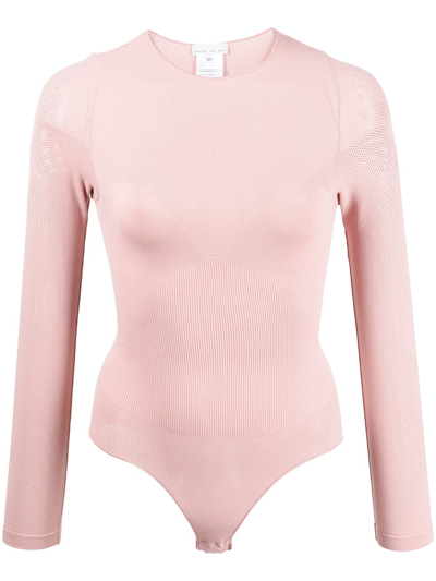 Fleur Du Mal Long-sleeved Mesh Bodysuit In Pink