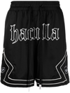 Haculla Gothic Brand-print Crepe Shorts In Black