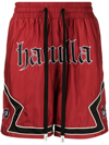 Haculla Gothic Brand-print Crepe Shorts In Deep Red