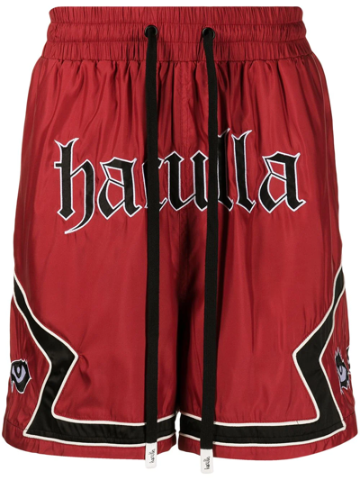 Haculla Gothic Brand-print Crepe Shorts In Red