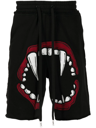 Haculla Fang Lip-print Track Shorts In Black