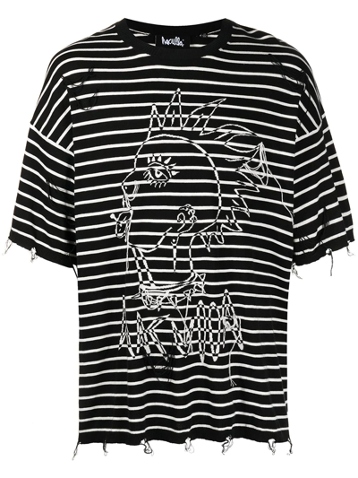 Haculla Jac Punk Striped Cotton T-shirt In Black