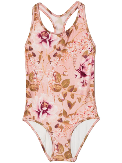 Zimmermann Kids' Rosa Floral-print Swimsuit In Pink