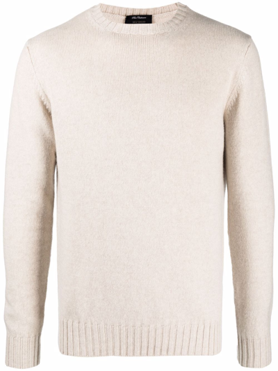 Dell'oglio Crew Neck Cashmere Jumper In Neutrals