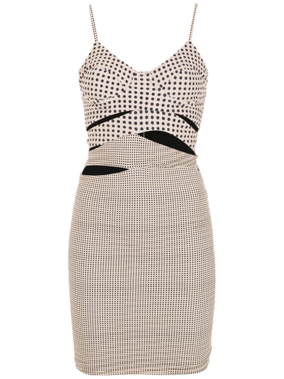 Amir Slama Polka-dot Print Cutout Dress In Neutrals