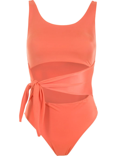 Brigitte Katia Knot-detail One-piece Swimsuit In Orange