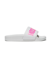 Moschino White Slippers With Pink Logo In White