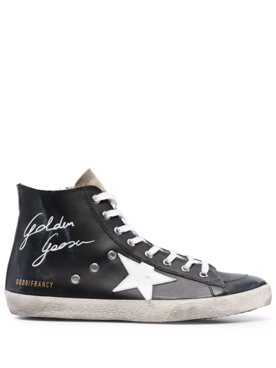 Golden Goose Star-patch Lace-up Sneakers In Black