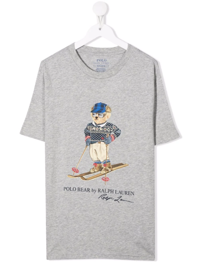 Polo Ralph Lauren Kids' Polo Bear Motif-print T-shirt In Grey