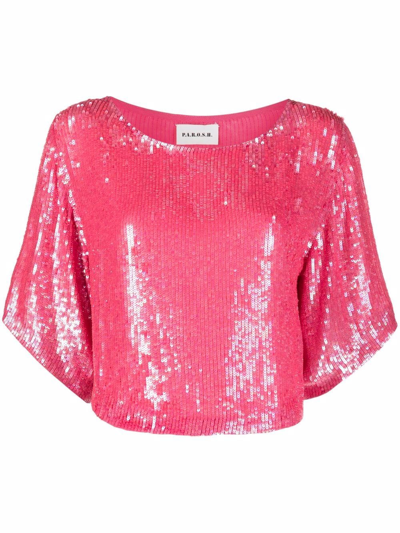 P.a.r.o.s.h Sequined Cropped Blouse In Rosa