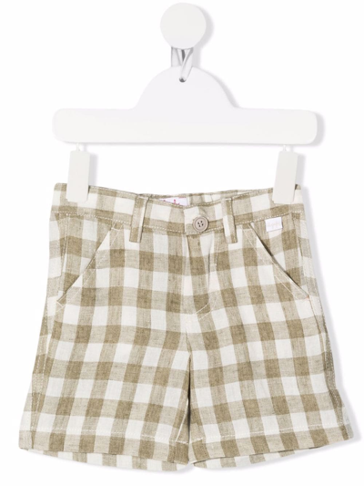 Il Gufo Babies' Gingham Linen Shorts In Green