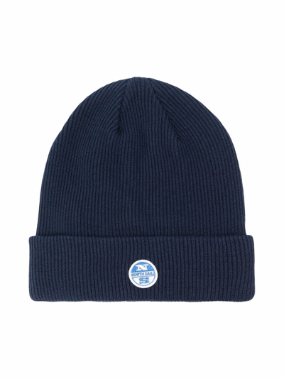 North Sails Kids' Knitted Logo-patch Beanie In Blue