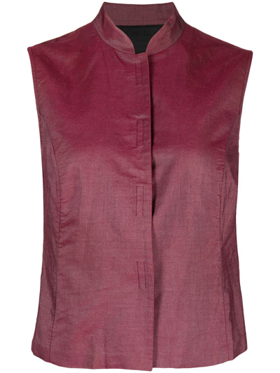 Pre-owned Prada 2000s Stand-up Collar Sleeveless Top In Red