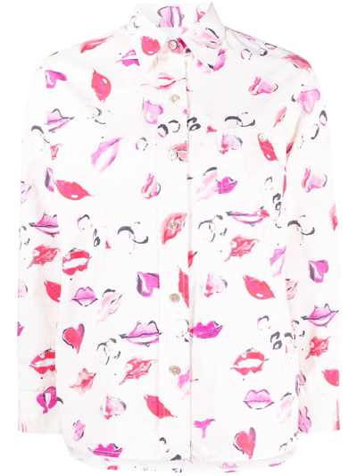 Pre-owned Chanel 1990s Lip-print Shirt In White