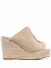 Castaã±er Queral Frayed Canvas Wedge Espadrille Mules In Neutrals