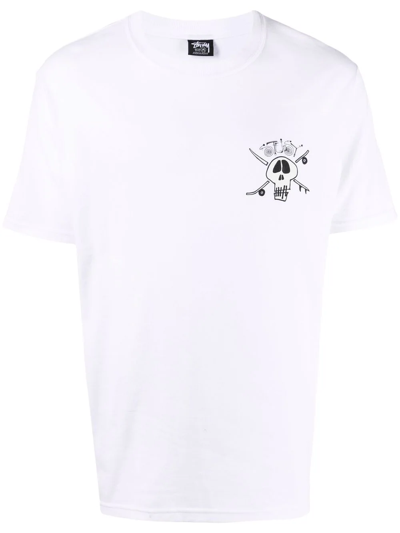 Stussy 'surf Skate Skull' T-shirt In White