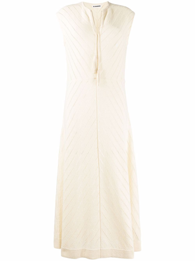 Jil Sander Striped V-neck Maxi Dress In Yellow