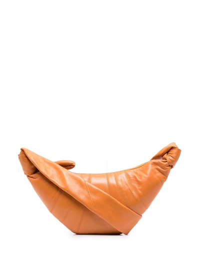 Lemaire Croissant Leather Shoulder Bag In Burnt Orange